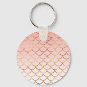 Girly Blush Pink und Gold Mermaid Glitzer Glitzern Schlüsselanhänger