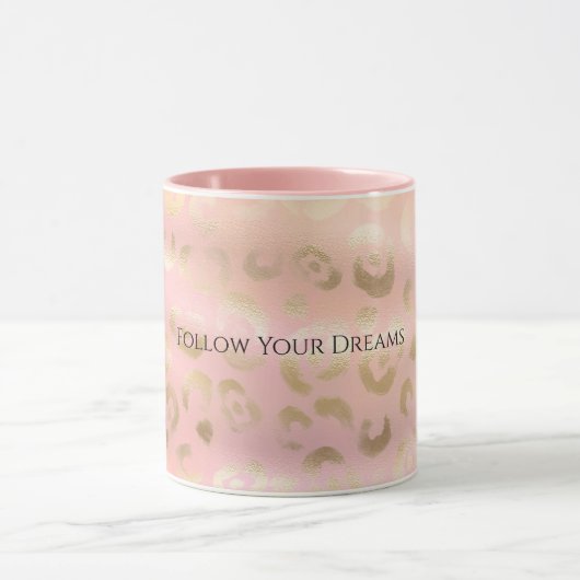 Girly Blush Rosa Gold Leopard Tier Tasse (Zentrum)