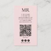 Girly Blush Rosa Haarstylist Monogramm QR-Code Visitenkarte (Rückseite)