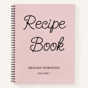 Girly Blush Rosa Kochbuch Personalisiertes Rezept  Notizblock