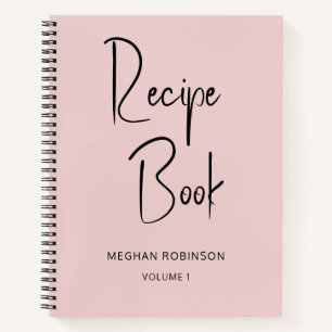 Girly Blush Rosa Kochbuch Personalisiertes Rezept Notizblock