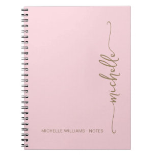 Girly Blush Rosa Moderne Gold Schrift Monogramm Na Notizblock