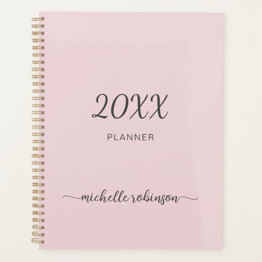 Girly Blush Rosa Monogramm Name Schrift 2023 Plane Planer (Vorderseite)