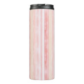 Girly Blush Rosa Streifen Thermosbecher (Rückseite)