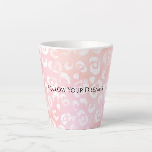 Girly Blush Rosa Weiße Leopard Tier Milchtasse (Vorderseite)