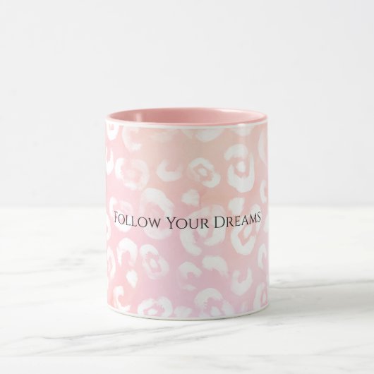 Girly Blush Rosa Weiße Leopard Tier Tasse (Zentrum)