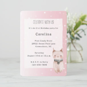 Girly Blush Rosa Weiße Punkte Katzen Geburtstag Einladung