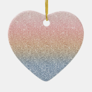Girly Blush Rose Gold Blue Ombre Glitzer Glitzern Keramik Ornament