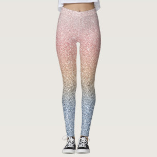 Girly Blush Rose Gold Blue Ombre Glitzer Glitzern Leggings