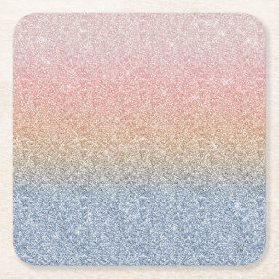 Girly Blush Rose Gold Blue Ombre Glitzer Glitzern Rechteckiger Pappuntersetzer