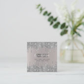 Girly Blush Silver Glittery Eye Tropfen Art Makeup Quadratische Visitenkarte (Stehend Vorderseite)