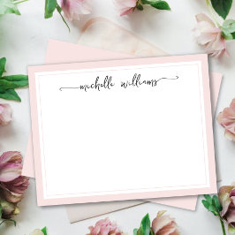 Girly Blush Stilvolle Kalligrafie-Script-Signatur  Mitteilungskarte