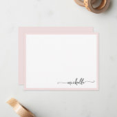 Girly Blush Stilvolles Monogram Name Script Mitteilungskarte (Vorderseite/Rückseite Beispiel)