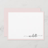 Girly Blush Stilvolles Monogram Name Script Mitteilungskarte (Vorne/Hinten)