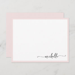 Girly Blush Stilvolles Monogram Name Script Mitteilungskarte