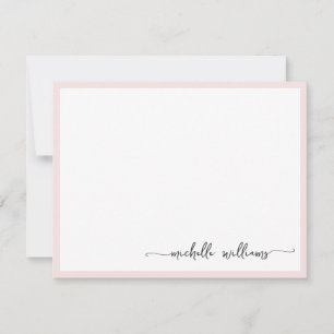 Girly Blush Stilvolles Monogram Name Signature Scr Mitteilungskarte