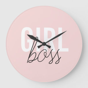 Girly blush typography script girl boss große wanduhr
