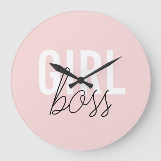 Girly blush typography script girl boss große wanduhr (Vorderseite)