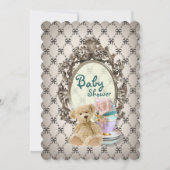 girly Bogen-Teddybär-Babypartyeinladungen Einladung (Vorderseite)