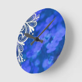 Girly bohemian chic blue floral white lace runde wanduhr (Winkel)