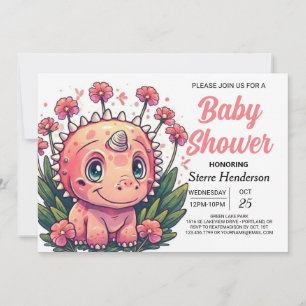 Girly Bohemisch Dinosaur Girl Babydusche Einladung
