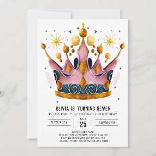 Girly Bohemisch Princess Crown Geburtstag Einladung