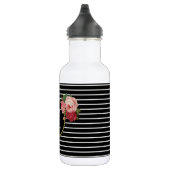 Girly Boho Classy Black Striping Floral Monogram Edelstahlflasche (Rechts)