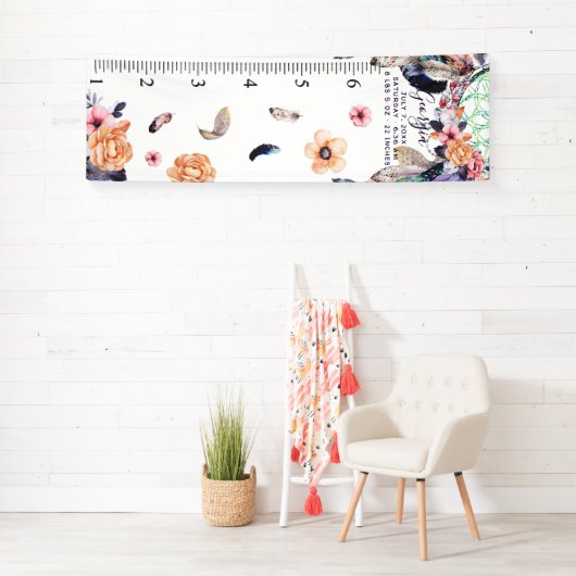 Girly Boho Dreamcatcher | Vinyl Growth Chart Banner (Insitu)