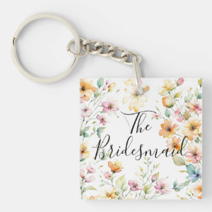 Girly Boho Orange Pink Wildblumen Schlüsselanhänger