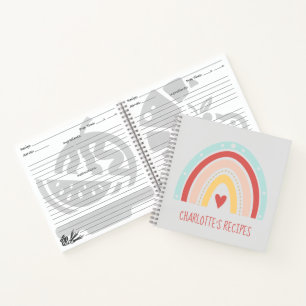 Girly Boho Rainbow Herzermalung Kinder Rezept Notizblock