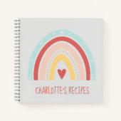 Girly Boho Rainbow Herzermalung Kinder Rezept Notizblock (Vorderseite)