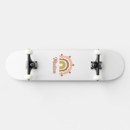 Girly Boho Rainbow Pastel Mute Pink Personalisiert Skateboard (Horizontal)