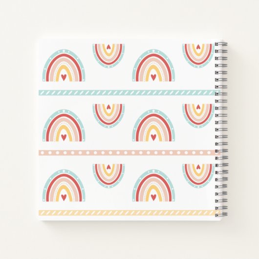 Girly Boho Regenbogen Malerei Herz Kinder Rezept Notizblock (Rückseite)