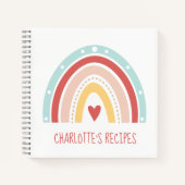 Girly Boho Regenbogen Malerei Herz Kinder Rezept Notizblock (Vorderseite)