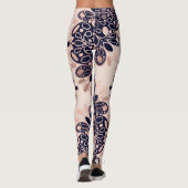 Girly Boho Rose Gold Blush Pink Navy Mandalas Leggings (Rückseite)
