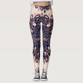Girly Boho Rose Gold Blush Pink Navy Mandalas Leggings (Vorderseite)