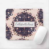 Girly Boho Rose Gold Blush Pink Navy Mandalas Mousepad (Mit Mouse)