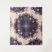 Girly Boho Rose Gold Blush Pink Navy Mandalas Wandteppich (Vorderseite)