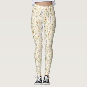 Girly Boho Watercolor Wildblume Floral Leggings