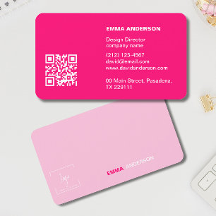 Girly Bold PINK Qr Code Beruflich Business-Logo Visitenkarte