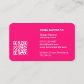 Girly Bold PINK Qr Code Beruflich Business-Logo Visitenkarte (Rückseite)