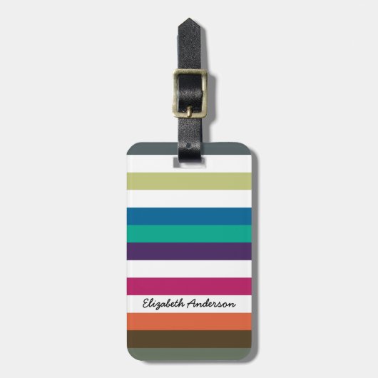 Girly Bold Rainbow Große horizontale Streifen und  Gepäckanhänger (Vorderseite vertikal)