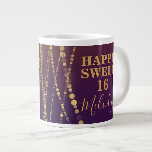 Girly Bordeaux Red Burgundy Glam Sweet 16 Geburtst Jumbo-Tasse (Vorderseite Rechts)
