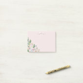 Girly Botanical Monogram Greenerity Post-It Notes Klebezettel (Auf Schreibtisch)