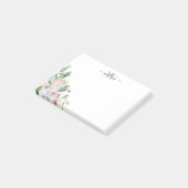 Girly Botanical Monogram Pink Floral Post-It Notes Post-it Klebezettel (angewinkelt)