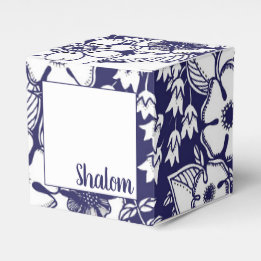Girly Botanical Shalom Blue White Garden Zeichnend Geschenkschachtel
