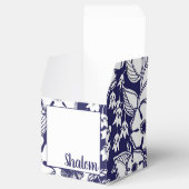 Girly Botanical Shalom Blue White Garden Zeichnend Geschenkschachtel (Geöffnet)