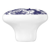 Girly Botanical Shalom Blue White Garden Zeichnend Keramikknauf (Seitenansicht)