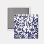 Girly Botanical Shalom Blue White Garden Zeichnend Magnet (Vorderseite/Rückseite)