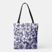 Girly Botanical Shalom Blue White Garden Zeichnend Tasche (Rückseite)